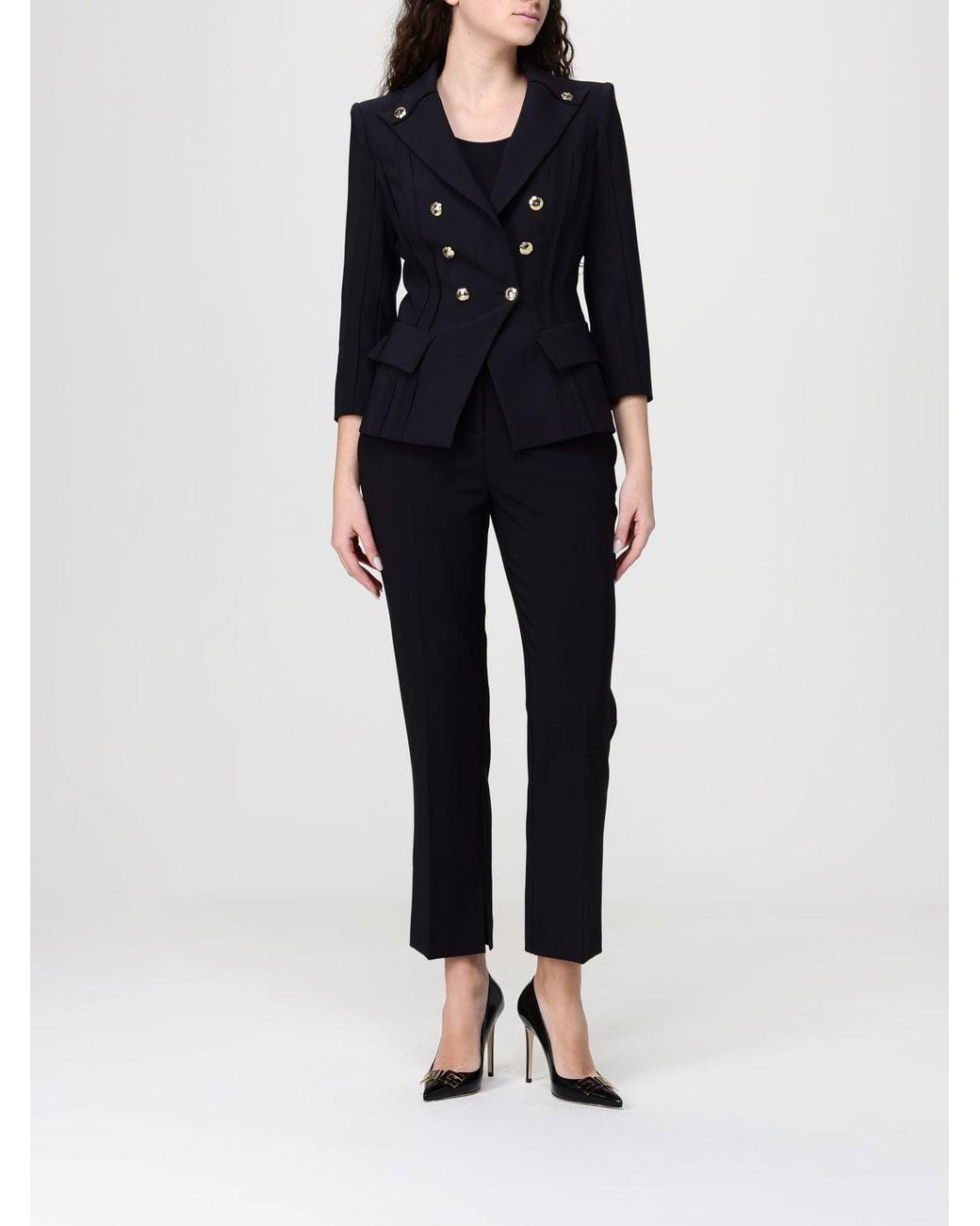 Elisabetta Franchi Black Double-Breasted Blazer