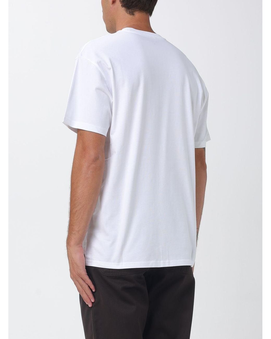 Carhartt White Cotton T-Shirt With Embroidered Logo And Dropped Shoulders for men