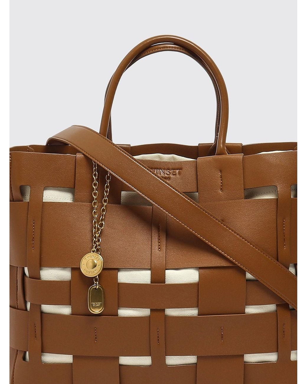 Twinset Brown Woven Synthetic Bag