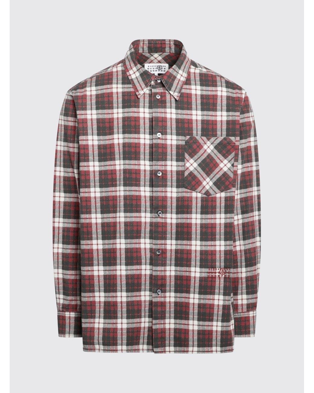 MM6 by Maison Margiela Red Check Cotton Shirt With Patch Pocket