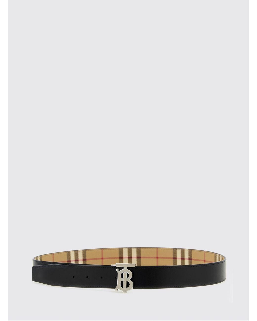Cinturón Reversible De Lona Check Con Monograma Tb Burberry de hombre de color White