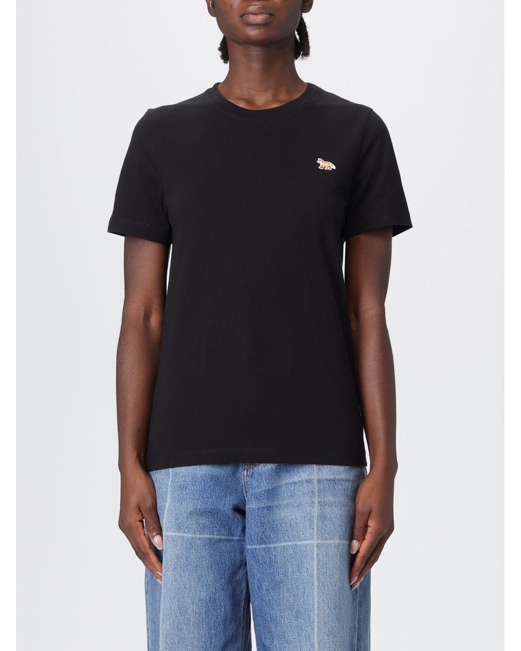 Maison Kitsuné Black Maison KitsunÉ Cotton T-Shirt With Logo