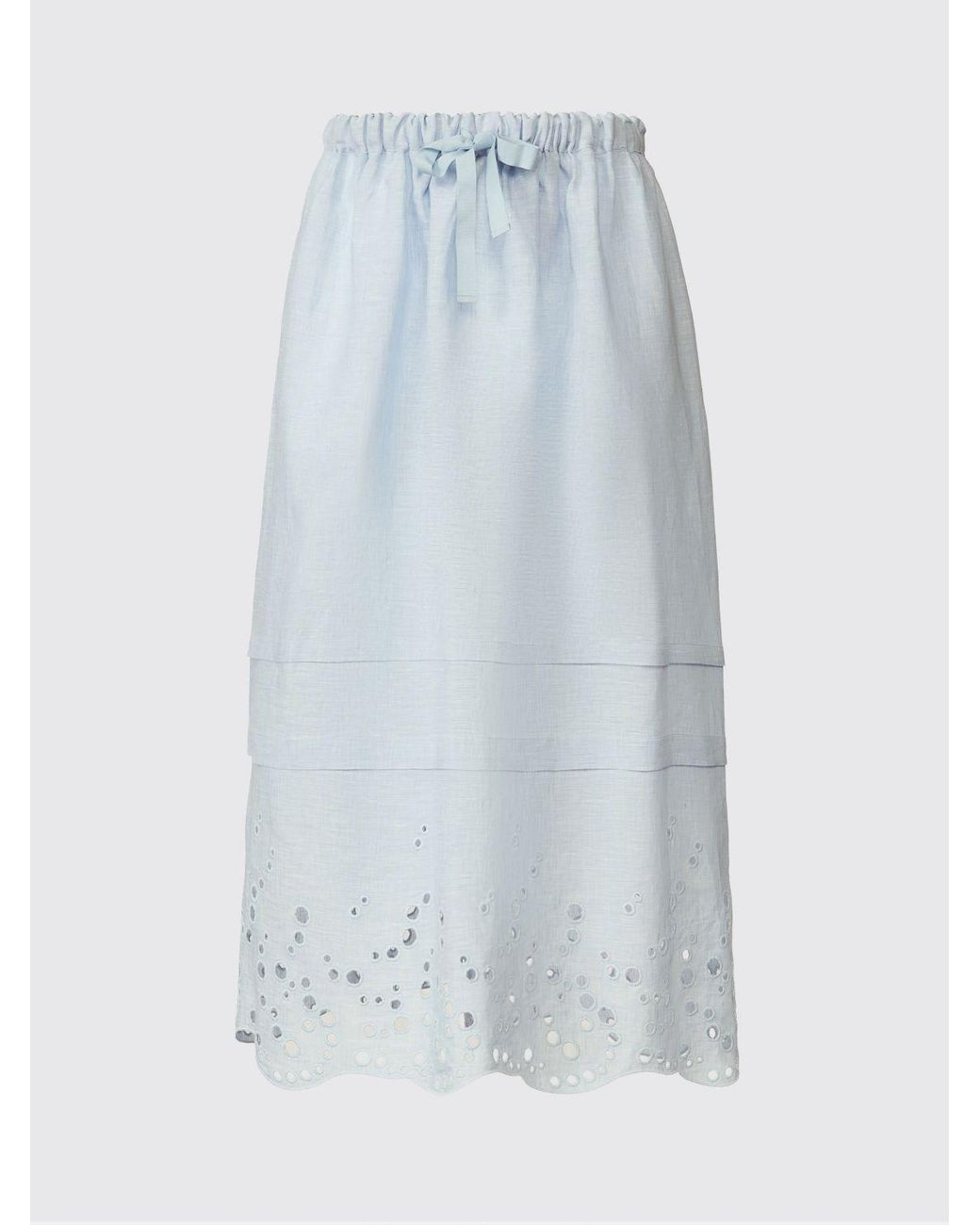 Fabiana Filippi Gray Embroidered Linen Skirt