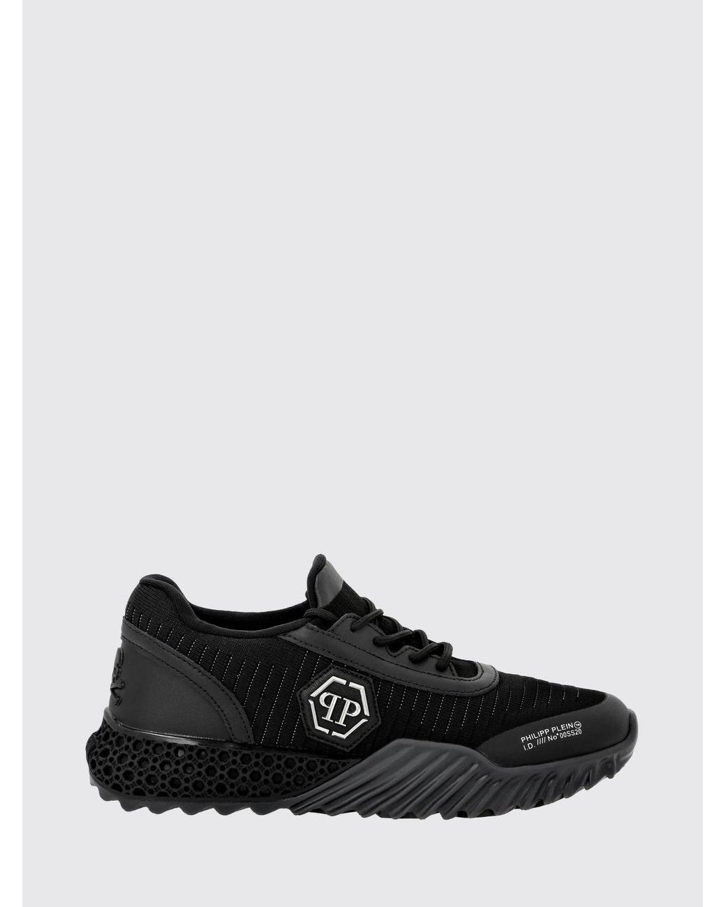 Philipp Plein Black Hexagon Runner Low-Top Sneakers for men