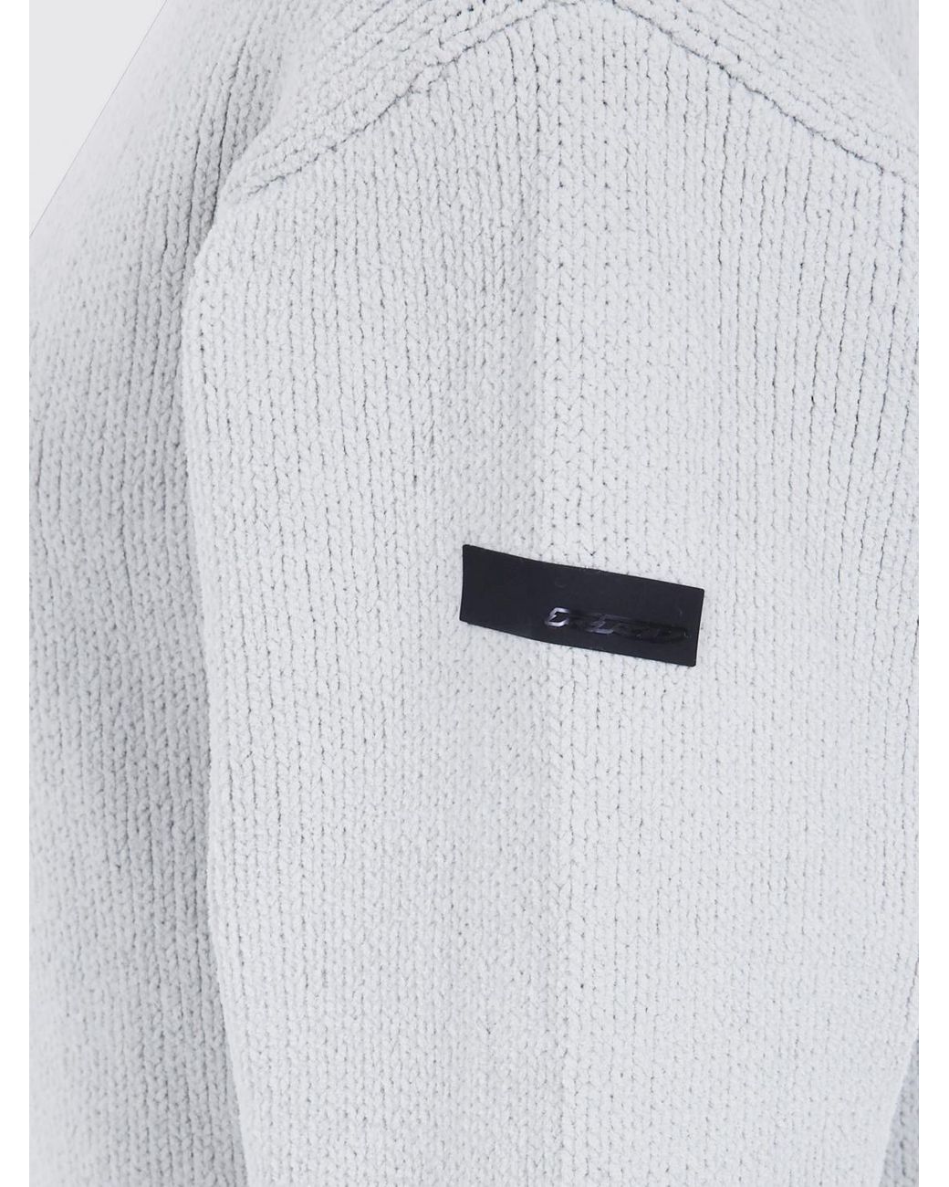 Rrd Gray Wool Crewneck Jumper With Ribbed Trims And Applied Logo for men