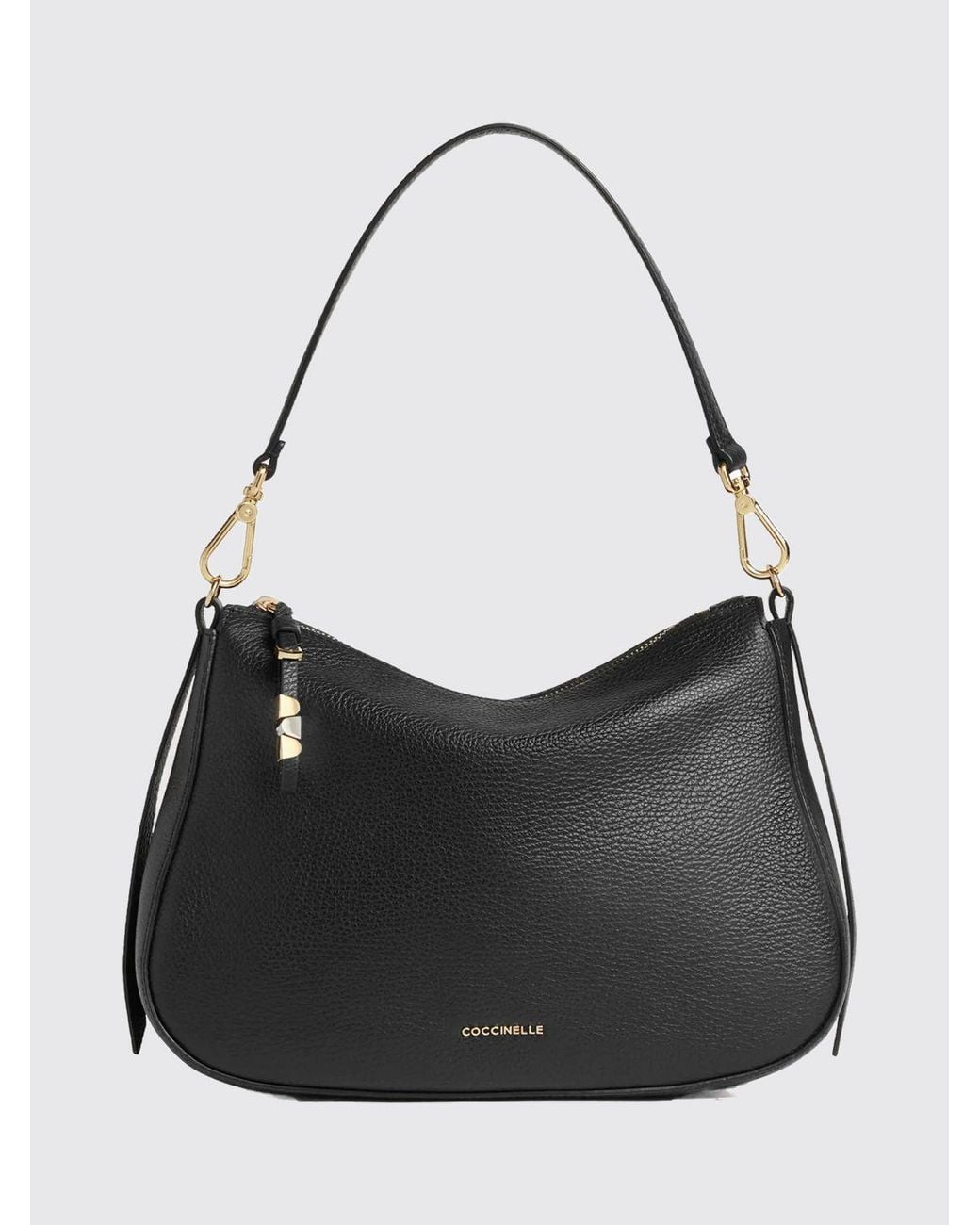 Coccinelle Black Nory Tumbled Leather Shoulder Bag With Removable Handle And Strap