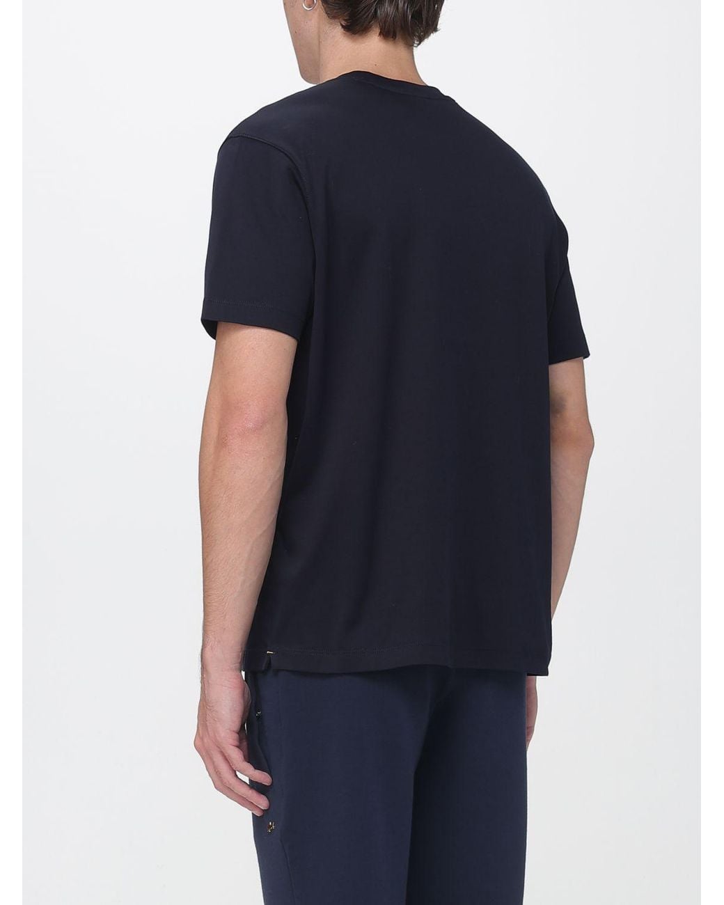 Paul & Shark Blue Paul &Amp Shark Cotton Crew Neck T-Shirt With Dropped Shoulders And Tone-On-Tone Logo for men
