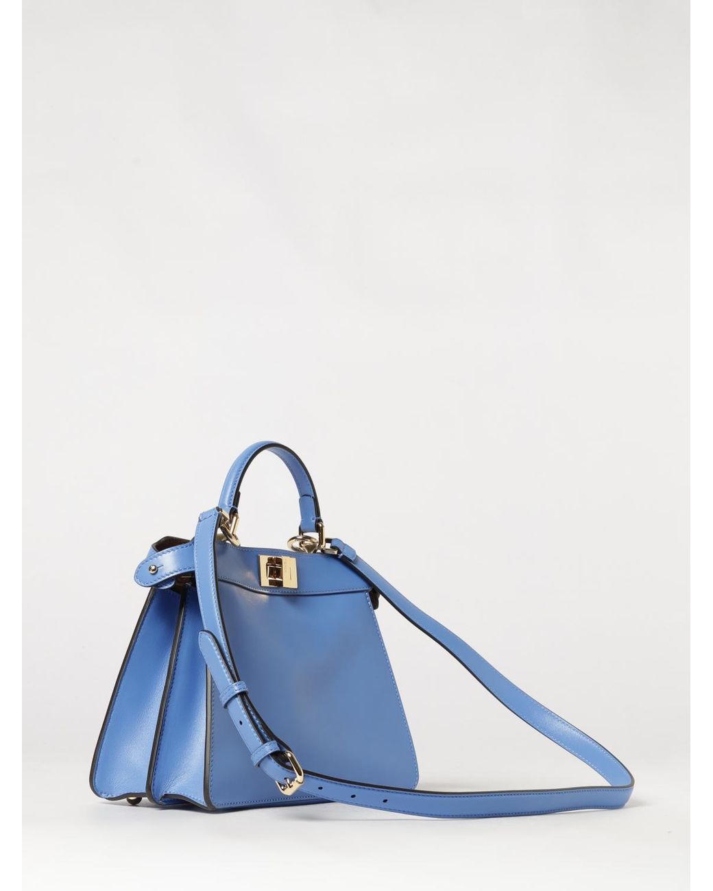 Fendi Blue Peekaboo Iseeu Mini Smooth Calfskin Handbag