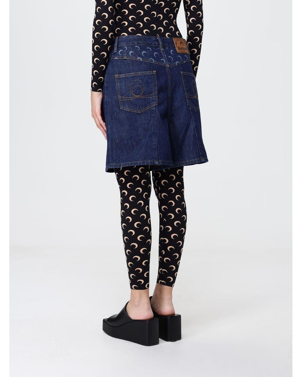MARINE SERRE Blue Cotton Denim Shorts