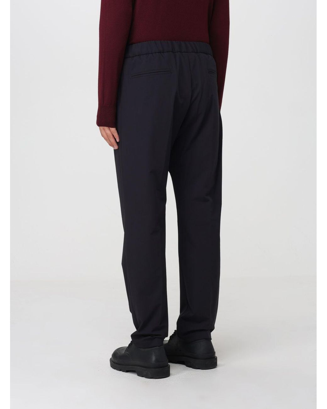 Herno Blue Straight-Leg Technical Fabric Trousers With An Elasticated Drawstring Waist for men