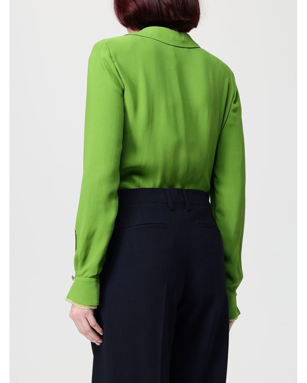 Elisabetta Franchi Green Viscose Georgette Blouse Bodysuit