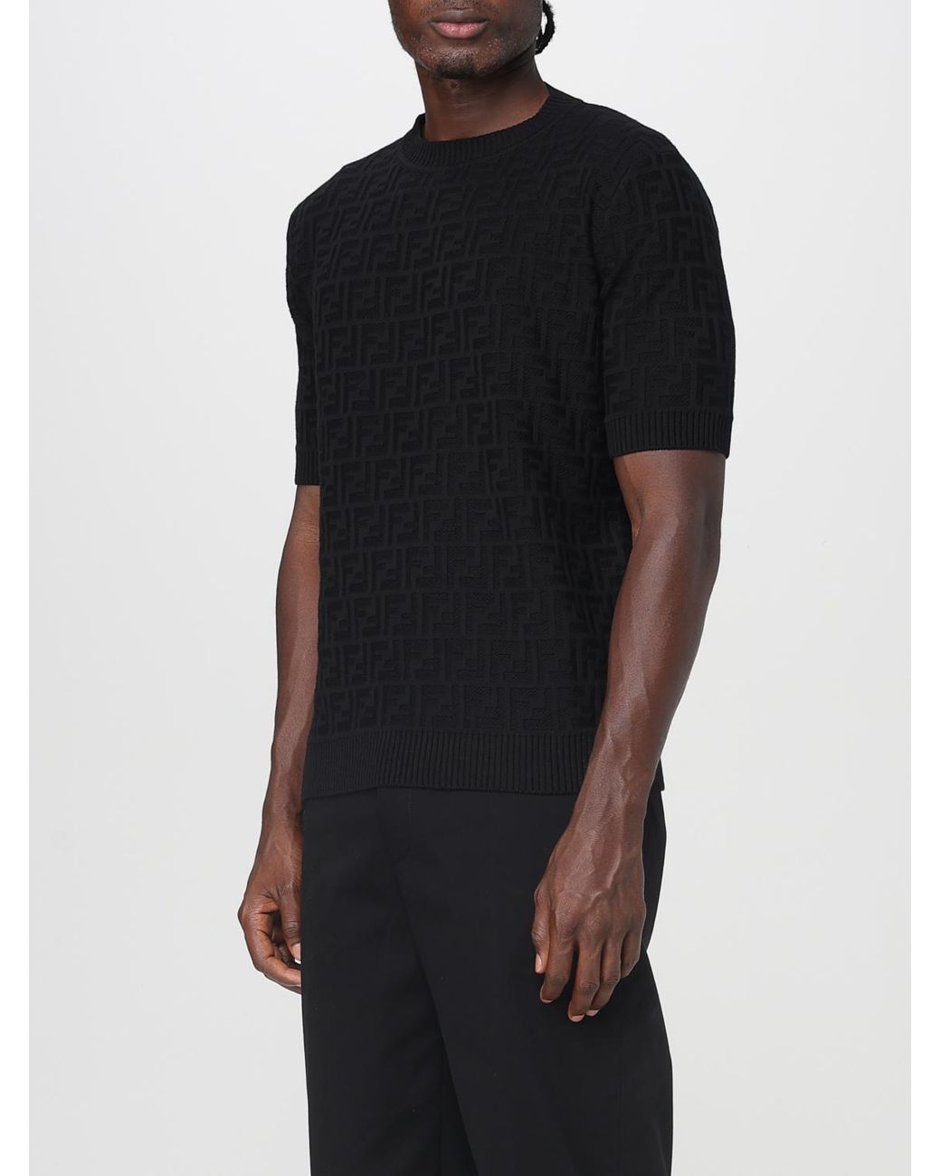 Fendi Black Cashmere Pullover With Monogram Motif for men