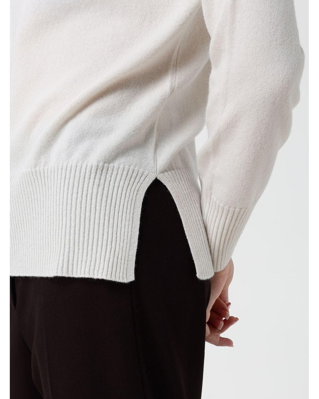 Kangra White Wool Long-Sleeved Roll Neck Jumper With Ribbed Trims