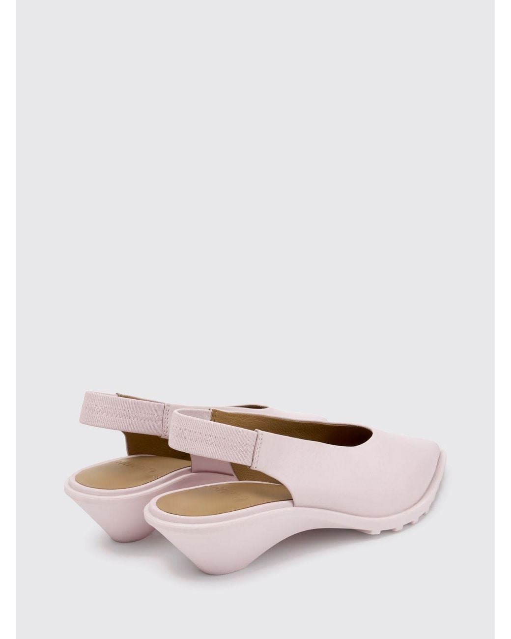 Camper Pink Anita Smooth Calfskin Slingback Pumps With Low Flared Heel