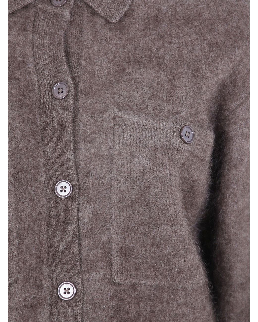 P.A.R.O.S.H. Brown Wool And Yak Blend Cardigan P.A.R.O.S.H. With Applied Patch Pockets