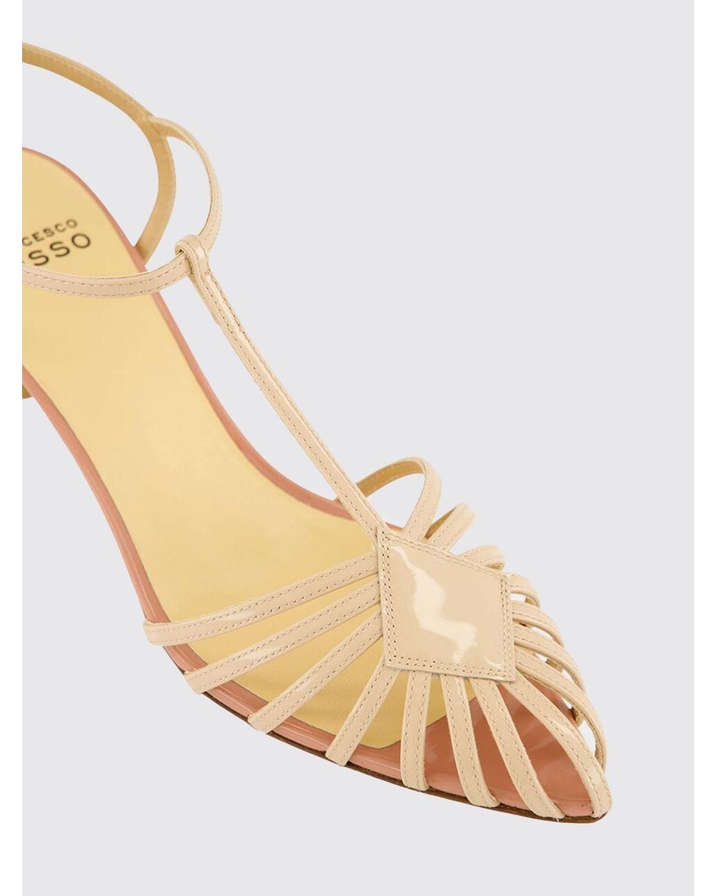 Francesco Russo Natural Patent Leather Sandals