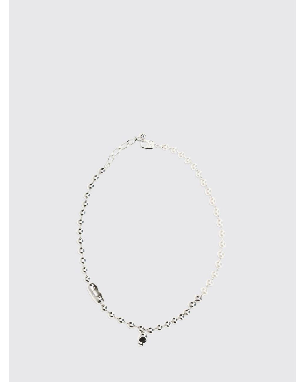 McQueen White Alexander Skull Pendant Brass Choker Necklace for men