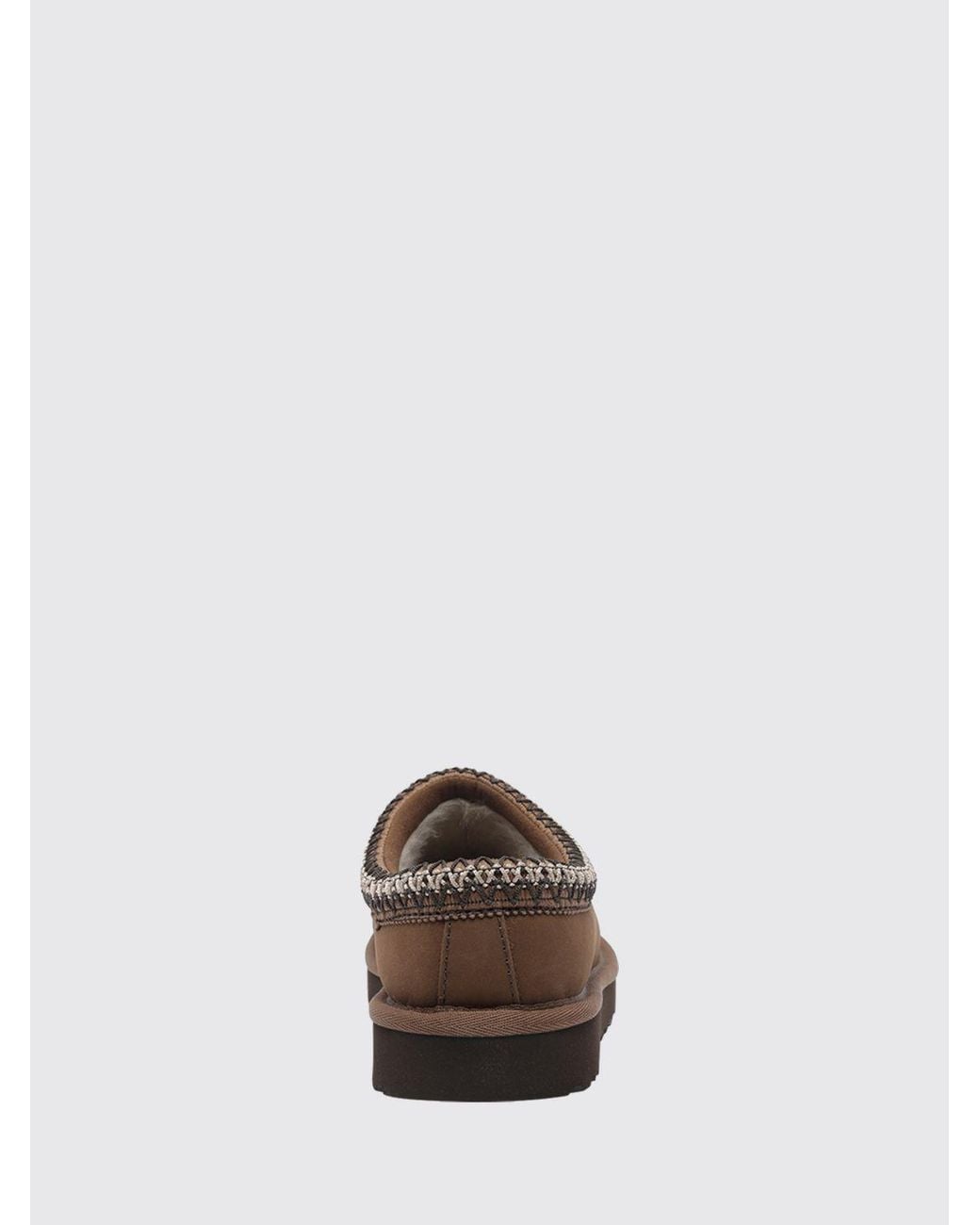 Ugg Brown Suede Tasman Mules With Wool Lining And Signature Contrast Stitching