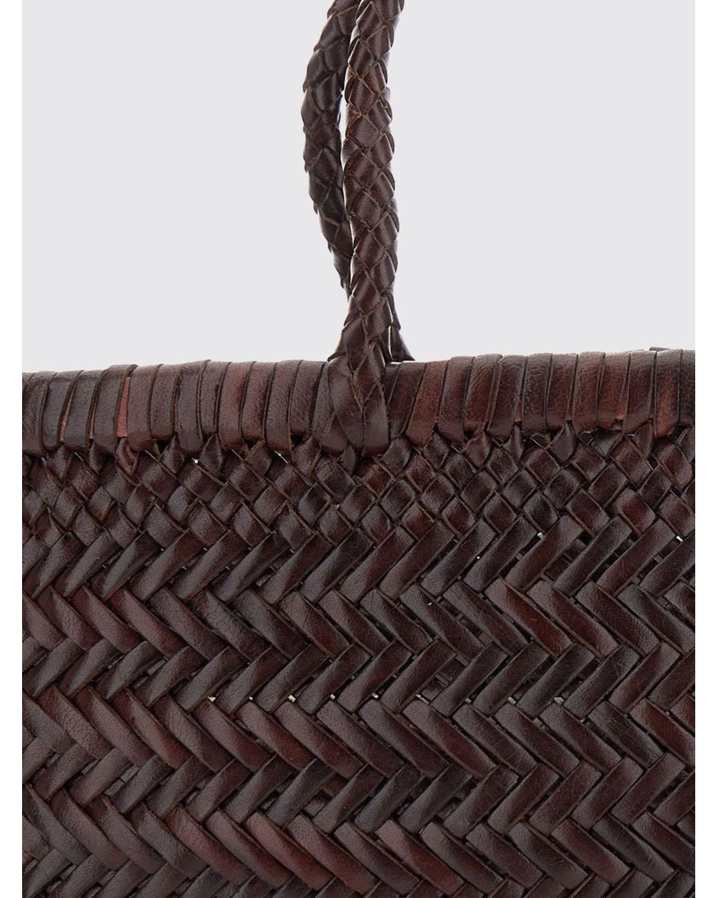 Dragon Diffusion Brown Gora Woven Leather Handbag With Double Handle