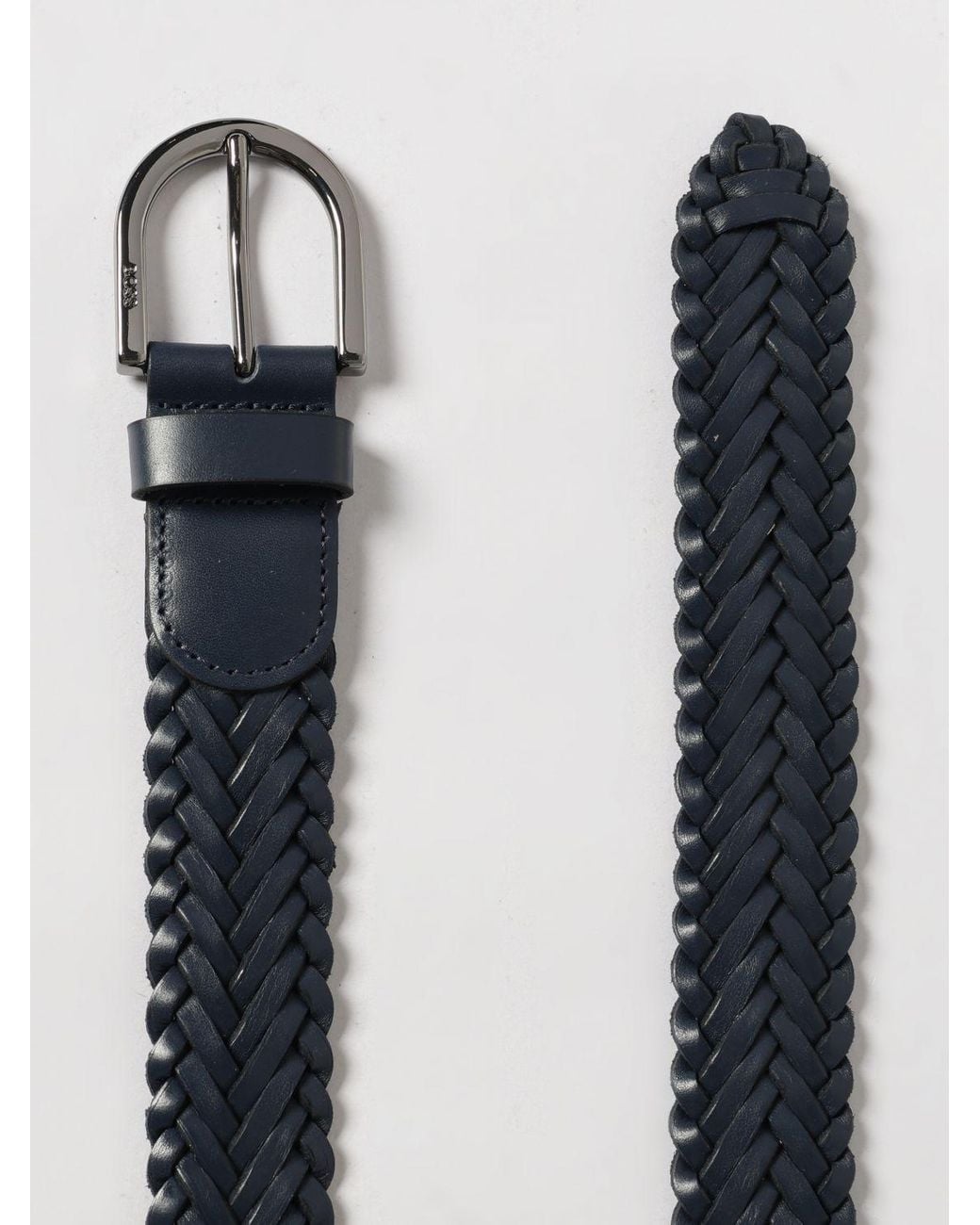Boss Blue Woven Leather Belt for men