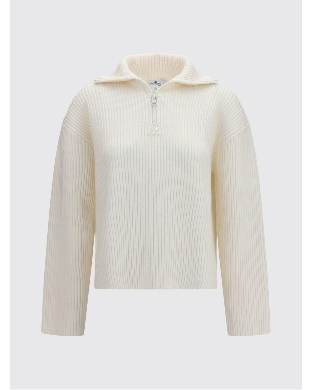 Courreges White CourrÈ Ges Ribbed Turtleneck Jumper