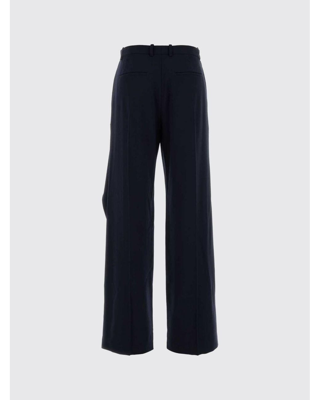 Jil Sander Blue Sartorial Wide-Leg Virgin Wool Trousers With Ruffles