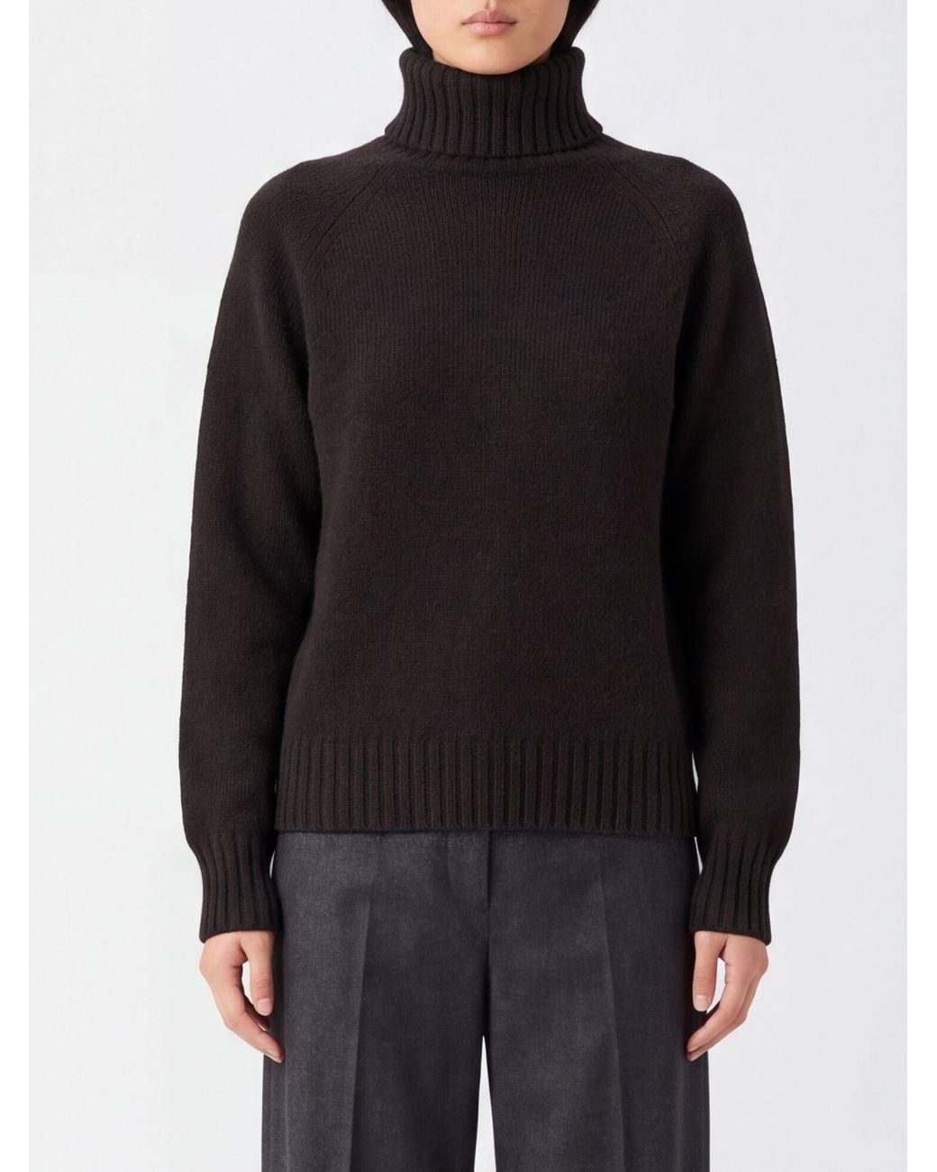 Drumohr Black Lambswool Turtleneck Jumper With Dropped Shoulders