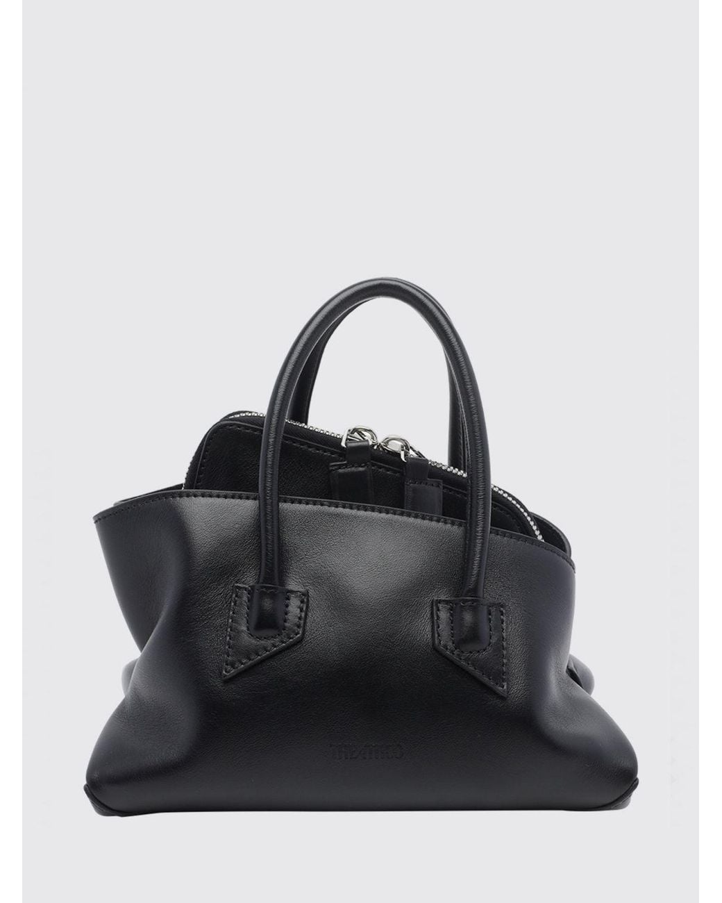 The Attico Black La Passeggiata Asymmetrical Smooth Calfskin Mini Handbag