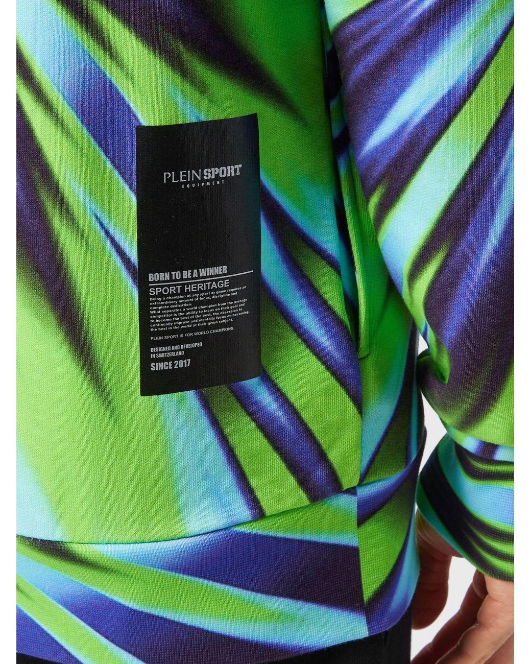 Philipp Plein Green Relaxed Fit Hoodie With All-Over Optical Print for men