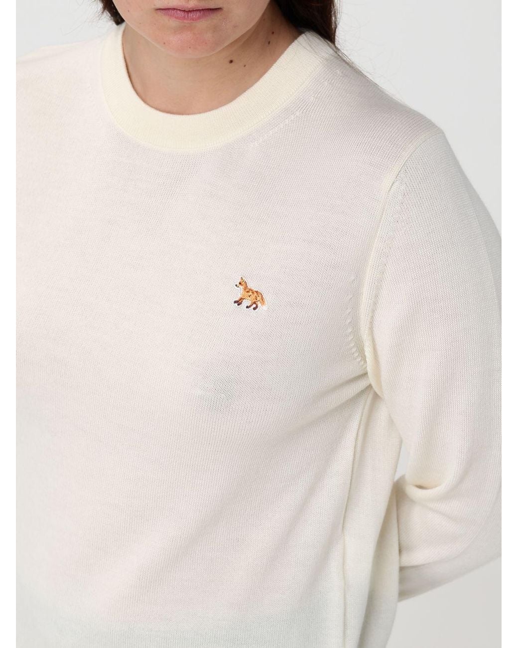 Maison Kitsuné White Maison KitsunÉ Merino Wool Crew-Neck Pullover