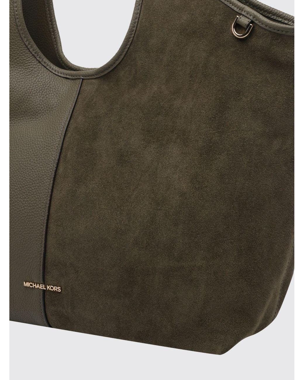 Michael Kors Gray Henly Grained Leather And Suede Tote Bag With Metal Logo