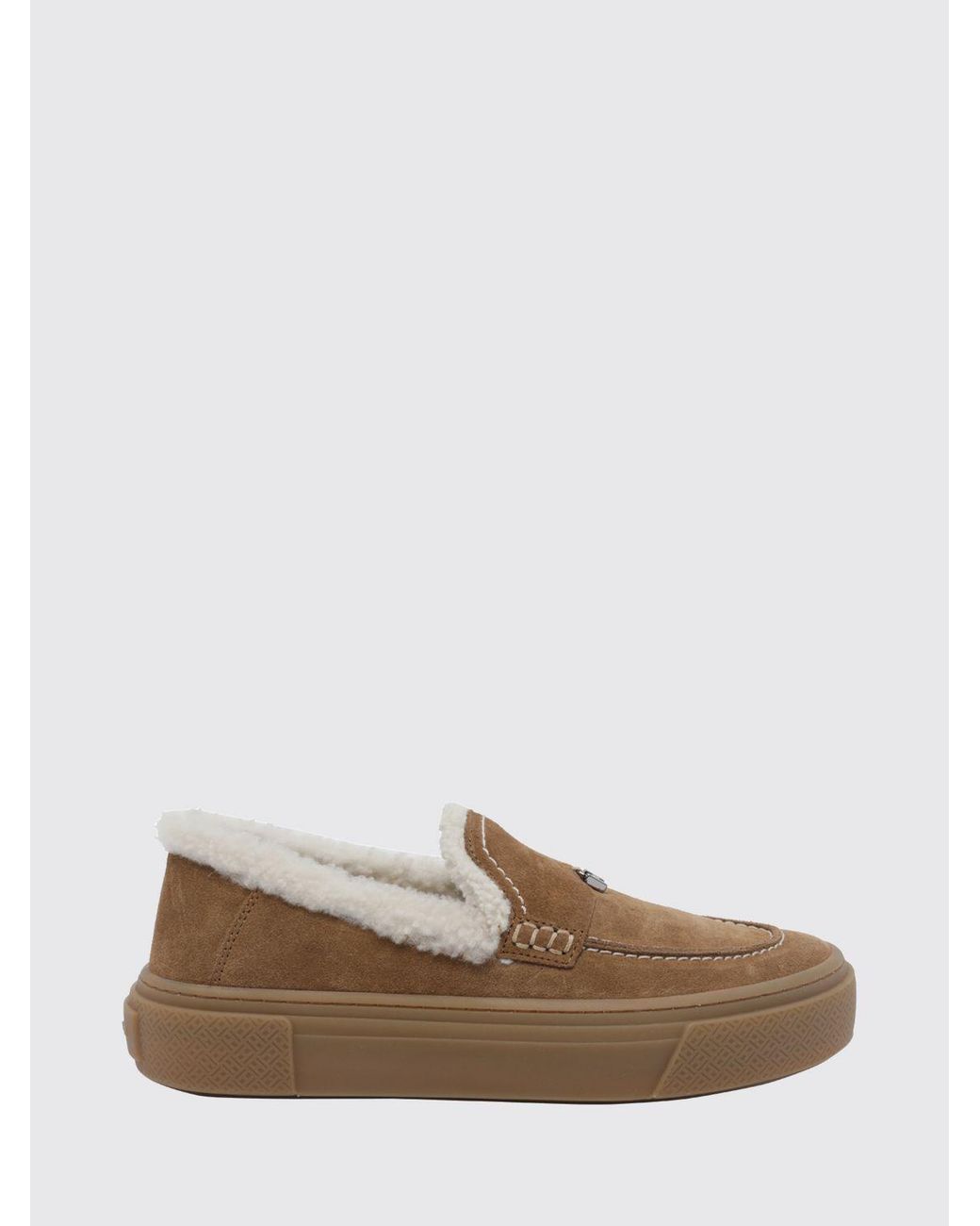 Hogan Brown Crosswind Suede And Shearling Slip-On Trainers With Logo