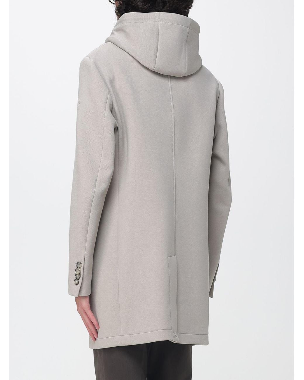 Manuel Ritz Gray Single-Breasted Cotton-Blend Coat With Hood And Lapels for men