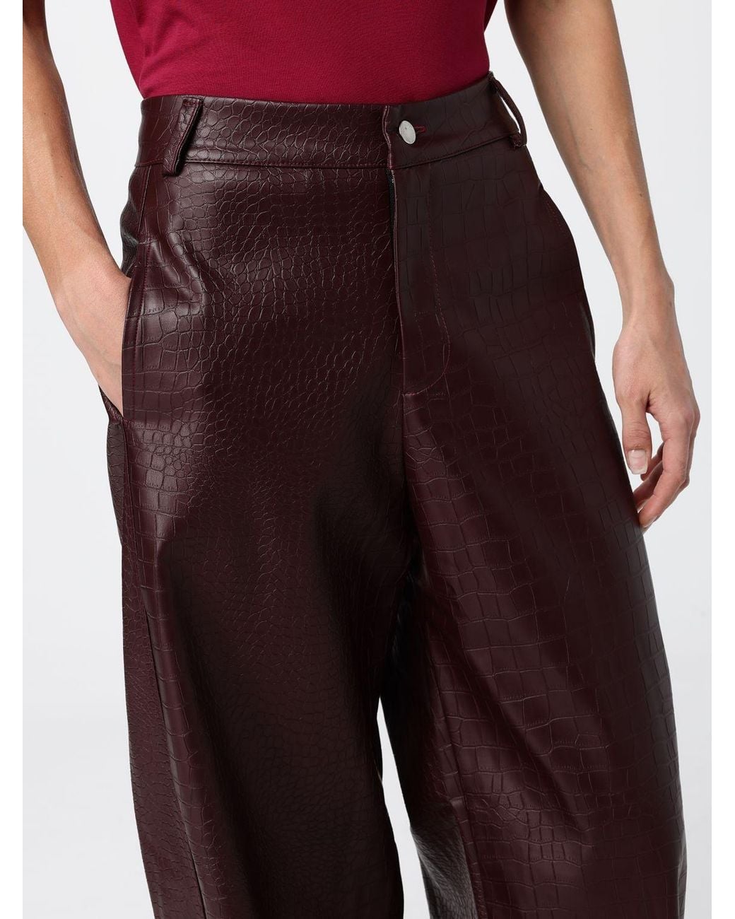 DISCLAIMER Red High-Waisted Baggy Wide Leg Trousers