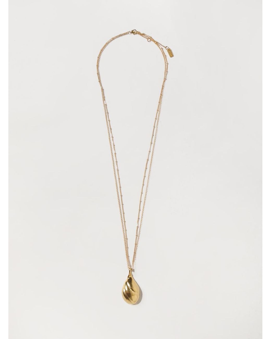 Chloé White ChloÉ -Tone Brass Necklace With Sliding Pendant And Engraved Logo