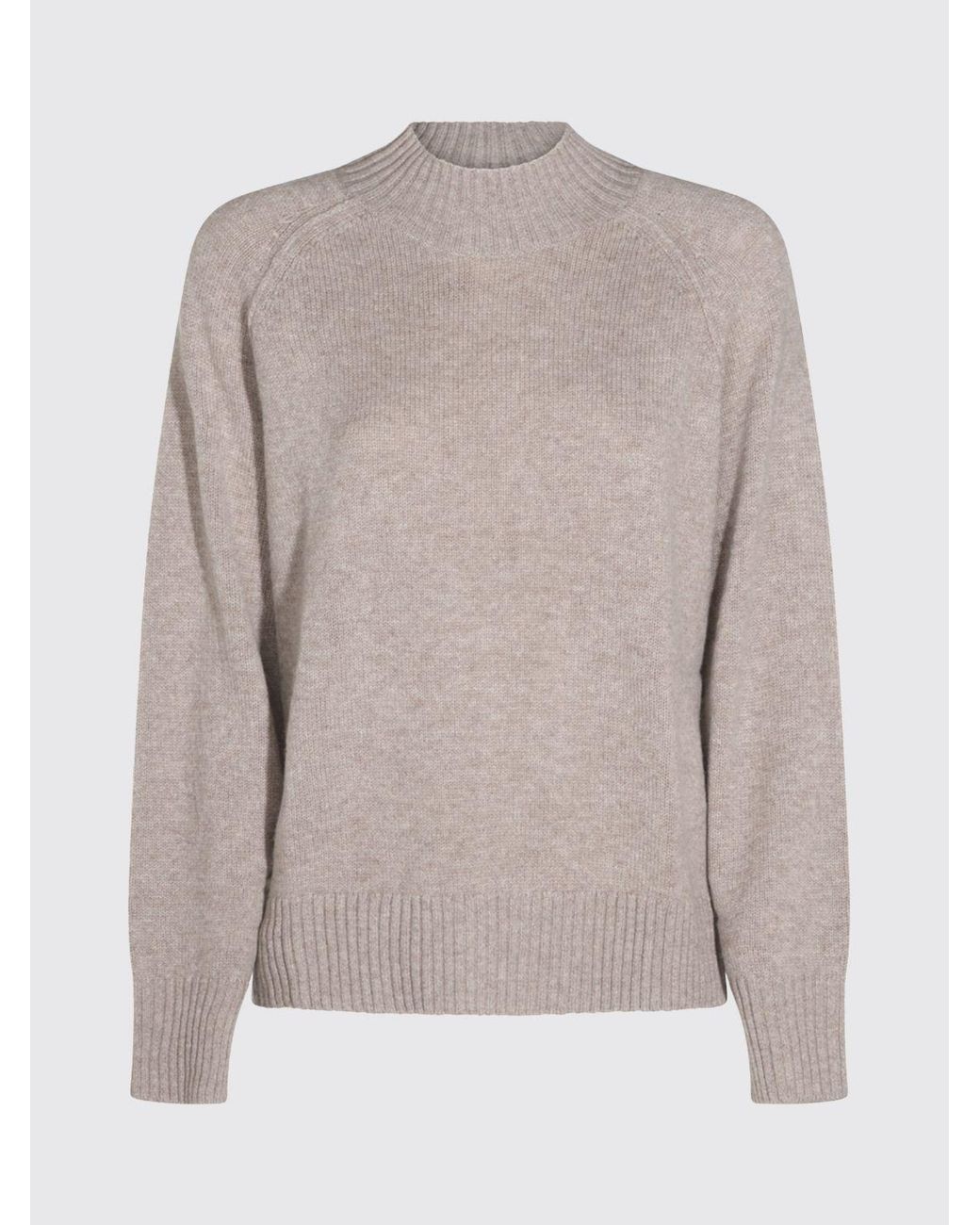Allude Gray Slim Fit Long-Sleeved Cashmere Mock Neck Jumper