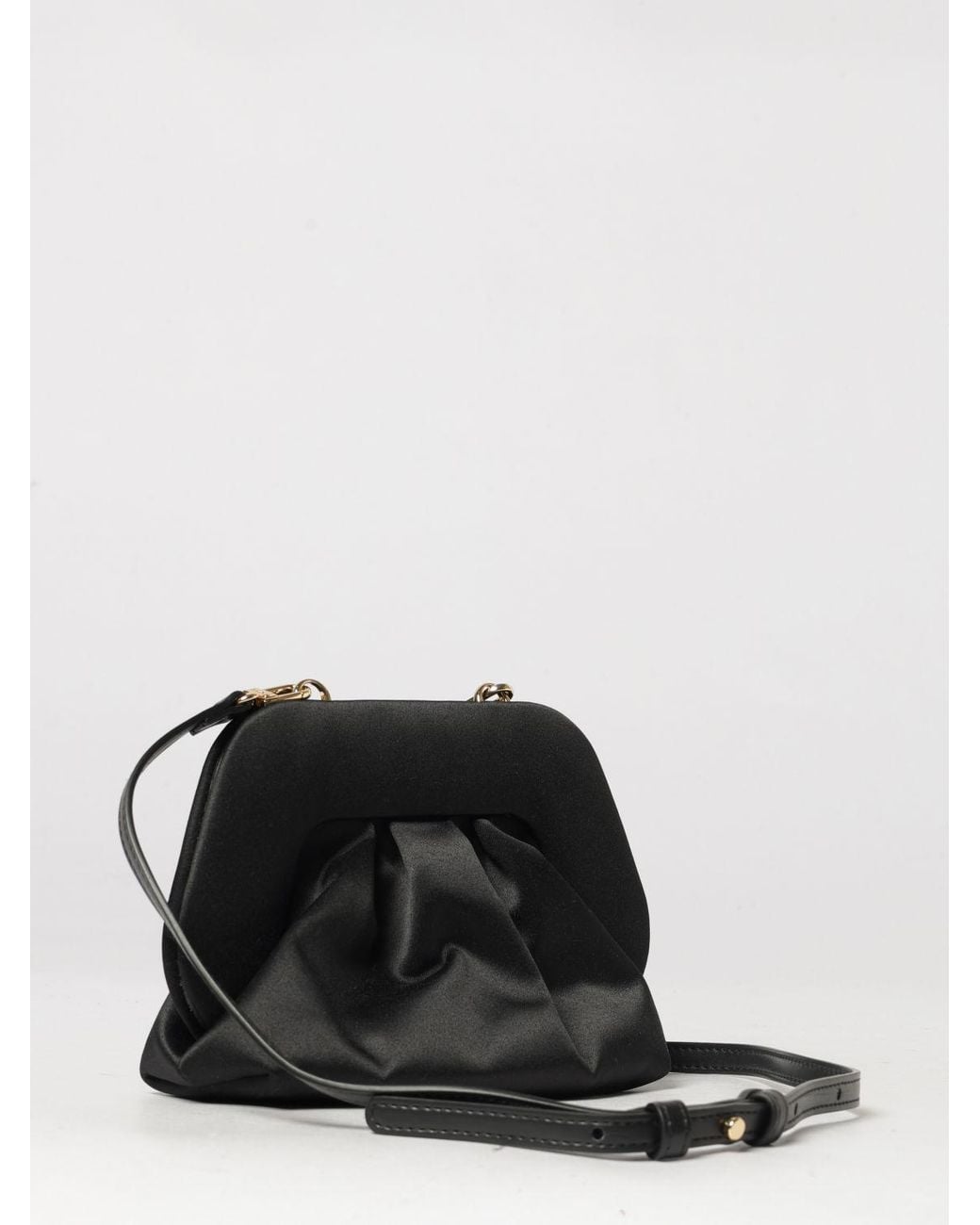 THEMOIRÈ Black Themoir&Egrave Bios Draped Satin Mini Bag With Shoulder Strap