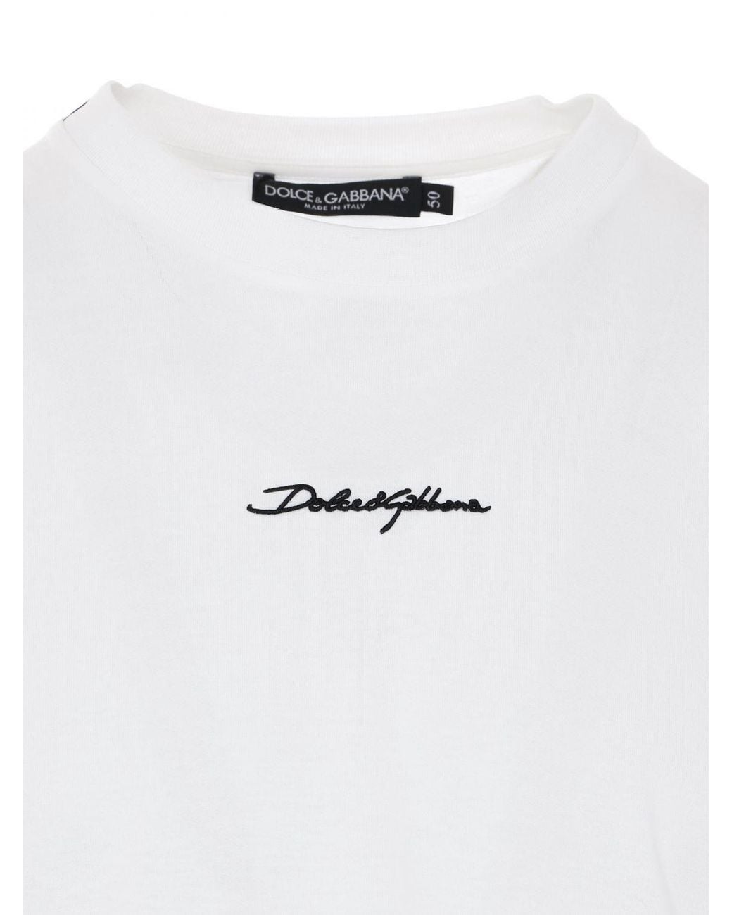 Dolce & Gabbana White Dolce &Amp Gabbana Cotton Crew-Neck T-Shirt With Logo for men