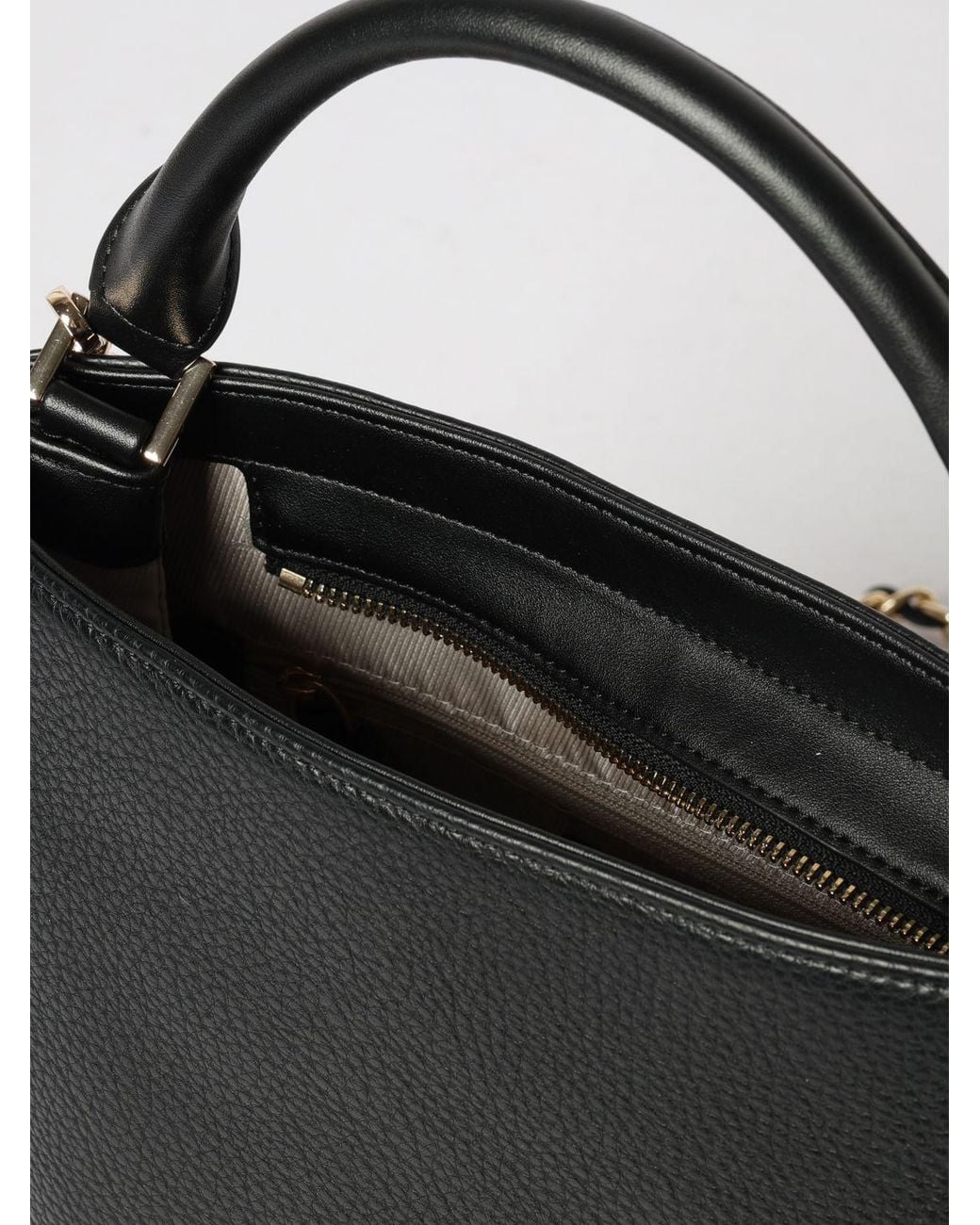Twinset Black Grained Leather Bucket Bag With Chain Strap
