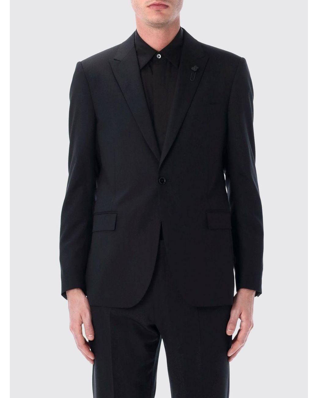 Lardini Blue Single-Breasted Stretch Wool Suit With Classic Lapels for men