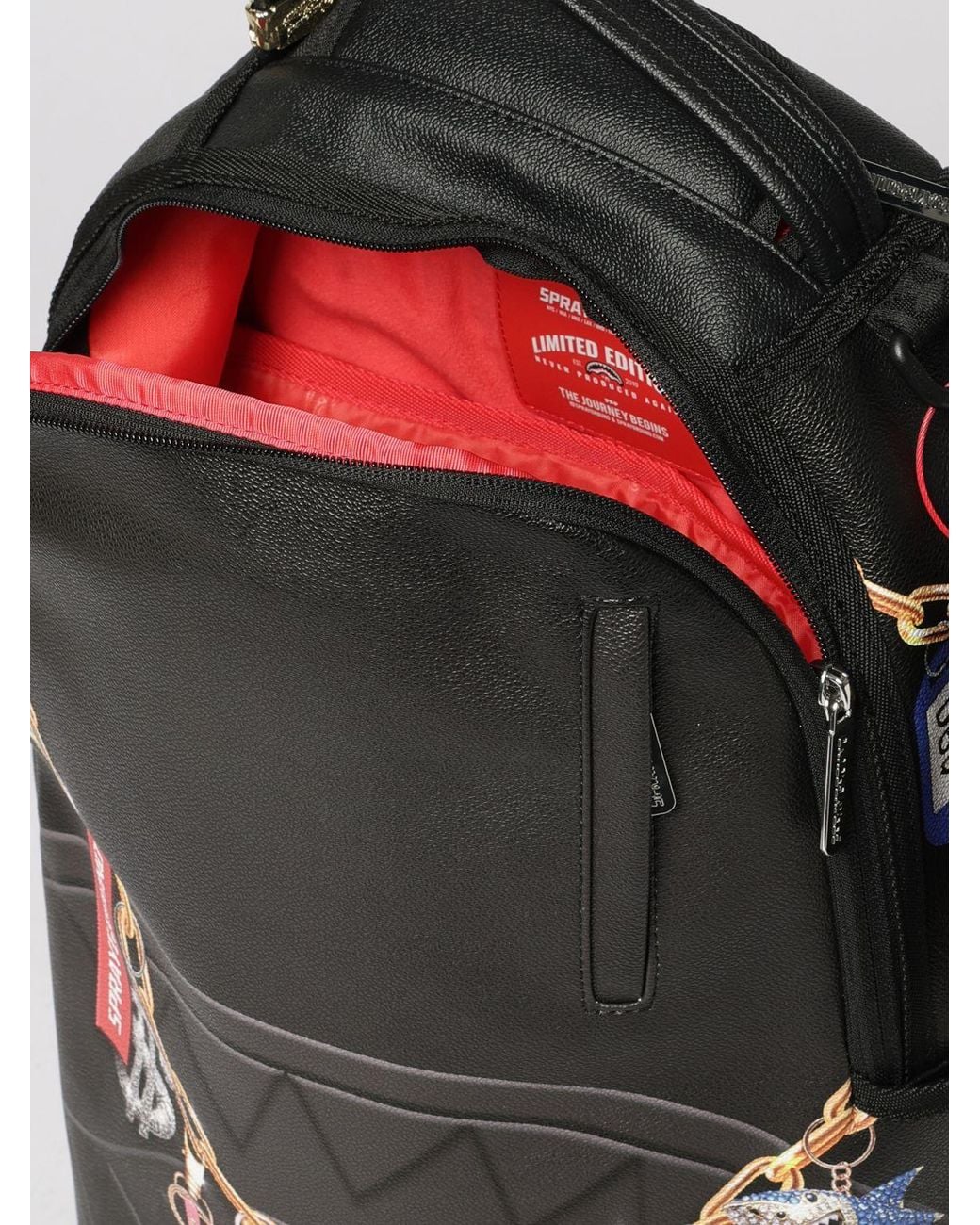 Sprayground Black Printed Hanging Stuff Backpack for men