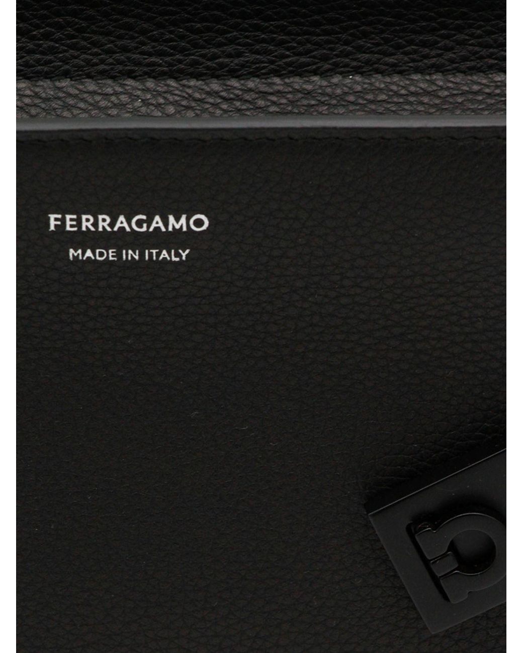 Ferragamo Black Hug Smooth Calfskin Leather Messenger Bag for men