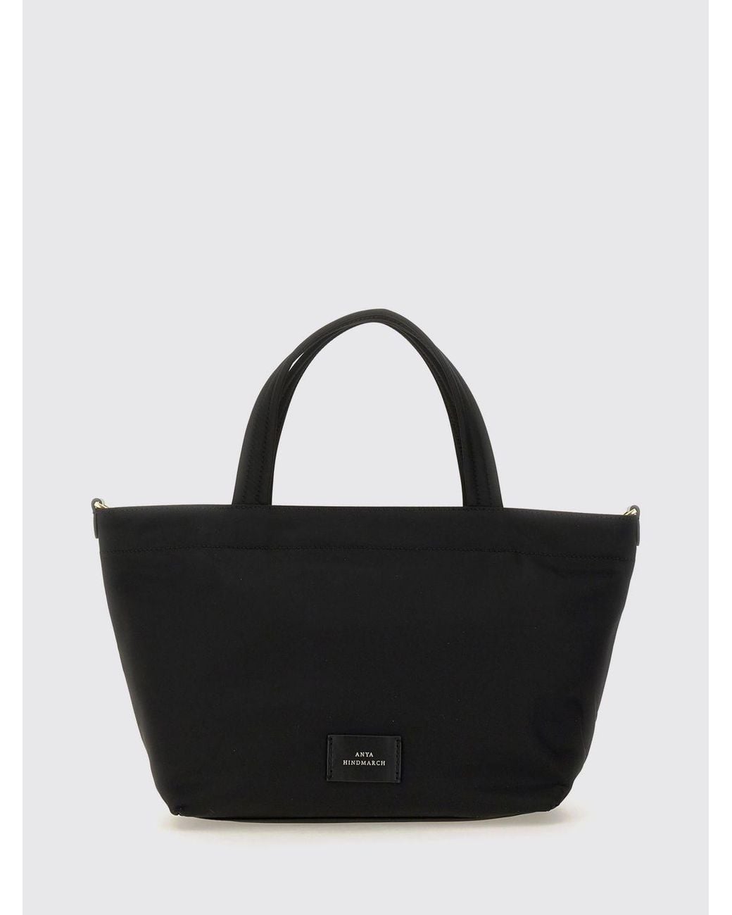 Anya Hindmarch Black Eyes Nylon Handbag With Graphic Print And Removable Shoulder Strap