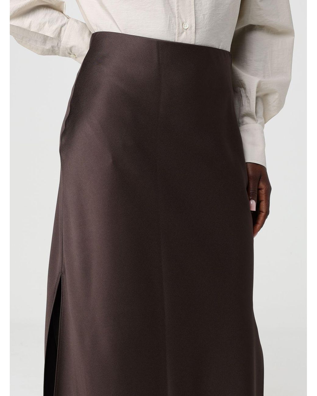 Brunello Cucinelli Brown Long Satin Skirt