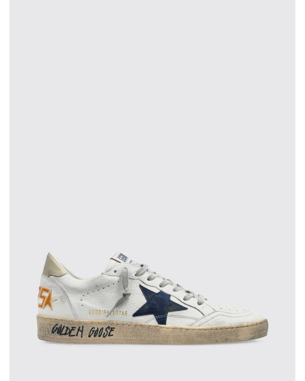 Golden Goose Deluxe Brand White Ball Star Leather Low-Top Sneakers With Distressed Effect for men