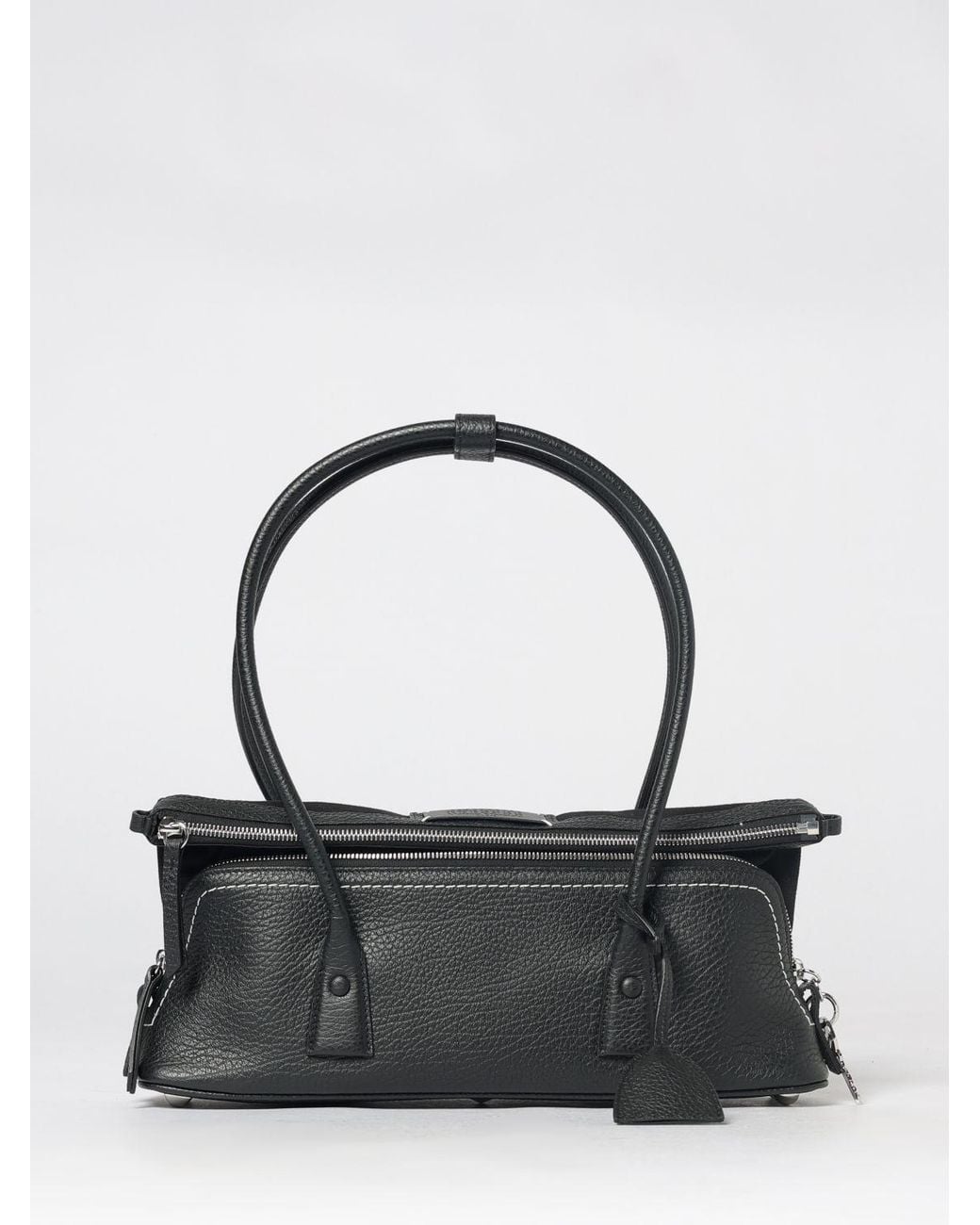 Maison Margiela Black 5Ac Calfskin Shoulder Bag With Contrast Stitching