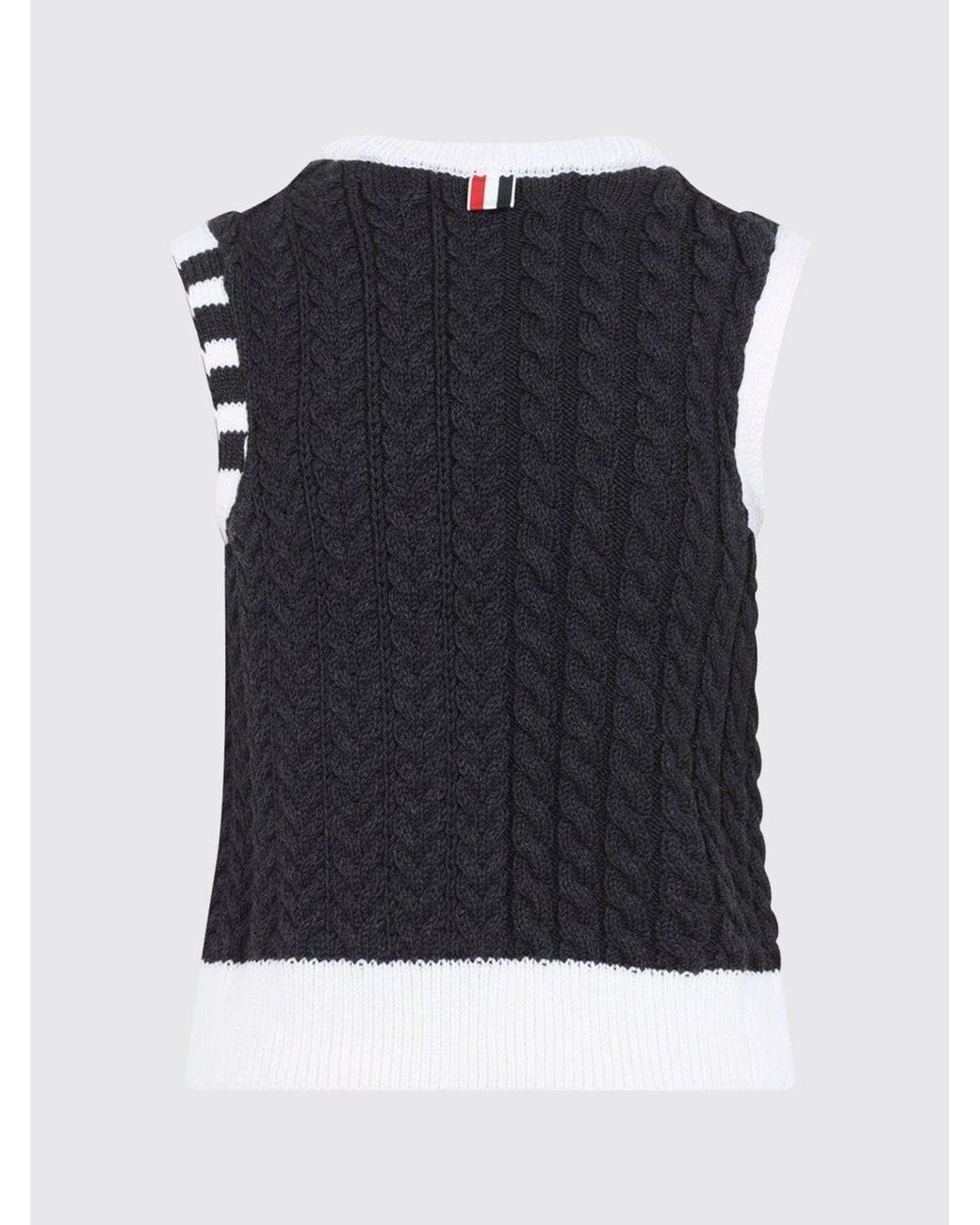 Thom Browne Blue 4-Bar Crewneck Knitted Waistcoat