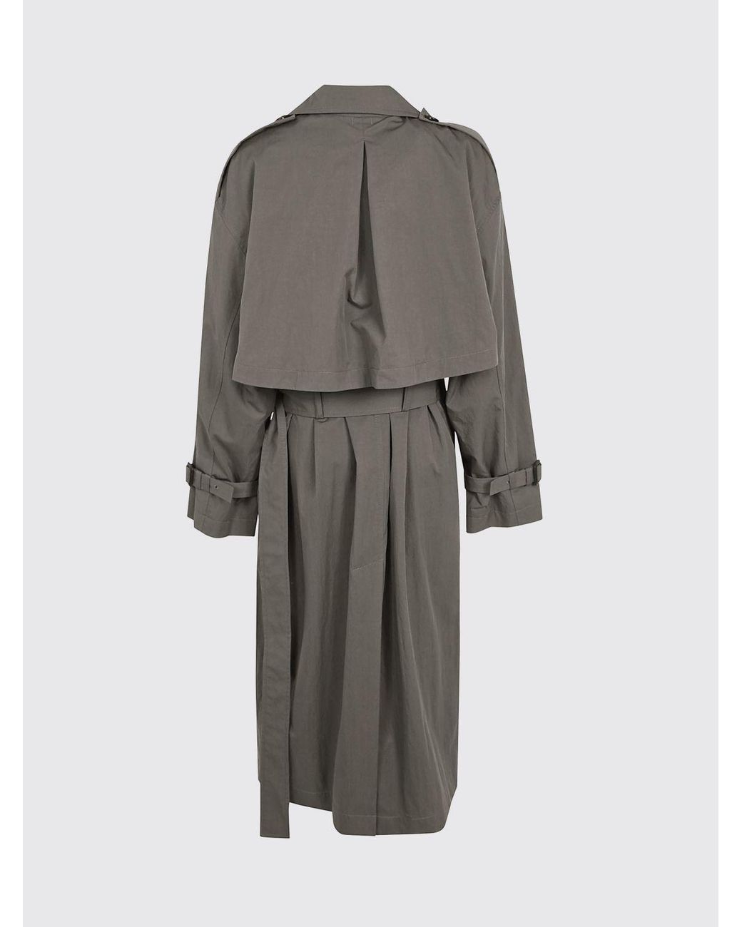 Totême  Gray Double-Breasted Cotton-Blend Trench Coat With Adjustable Belt