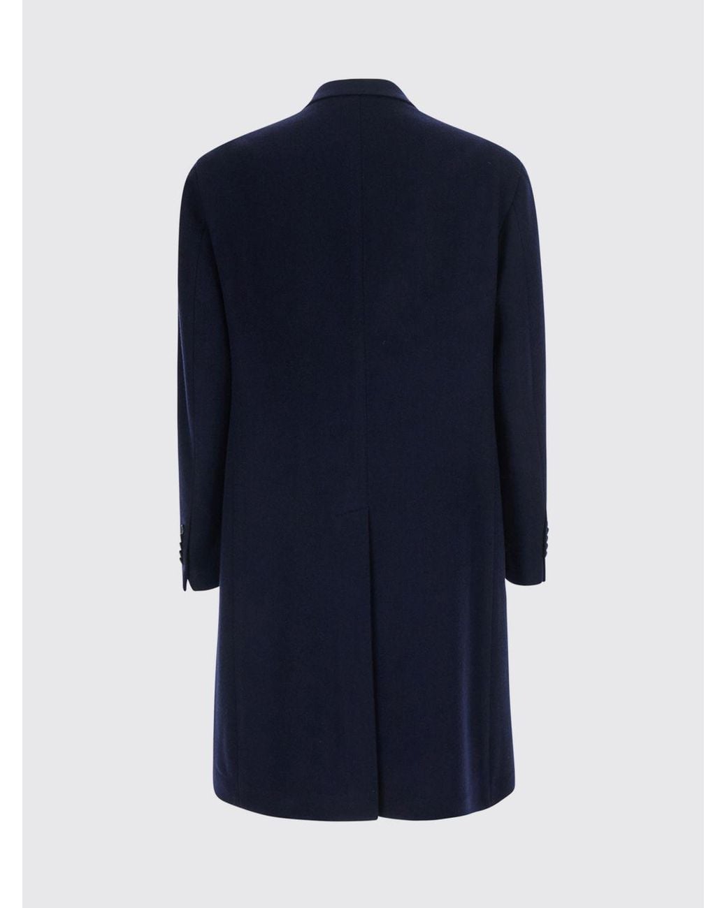 Tagliatore Blue Knee-Length Double-Breasted Wool Coat With Peak Lapels for men