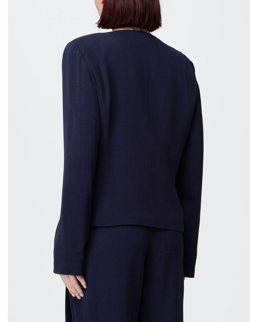 Emporio Armani Blue Crêpe Jacket With Ruffles
